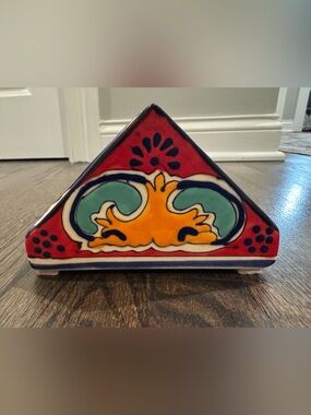 Mexican Talavera Ceramic Handpainted Napkin Holder or Mail Holder